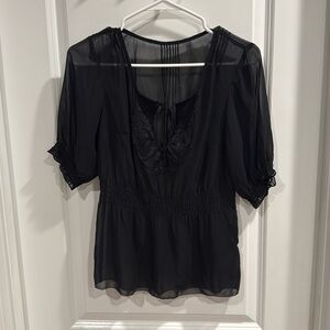 ❤️Sexy,Smocked Sheer Little Black Top❤️